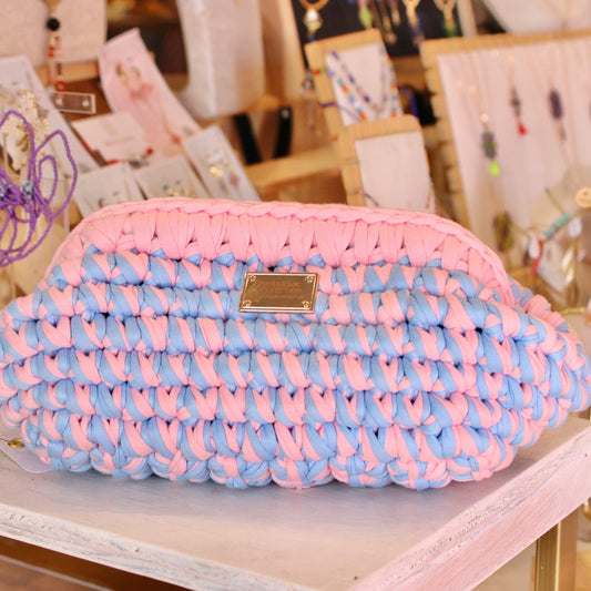 CLUTCH BAG ROSA PASTEL / AZUL CIELO